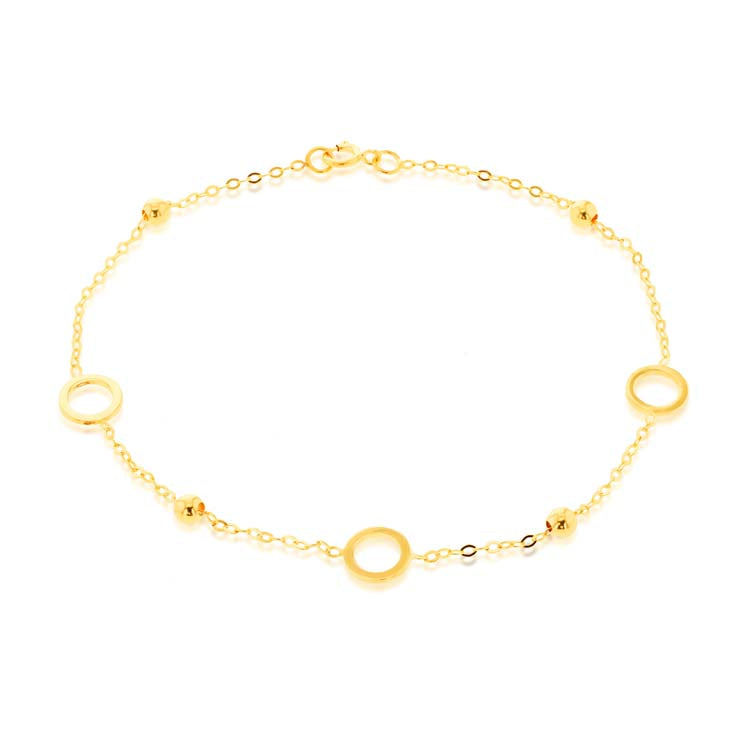 9ct Yellow Gold Circle Bead Bracelet 19cm