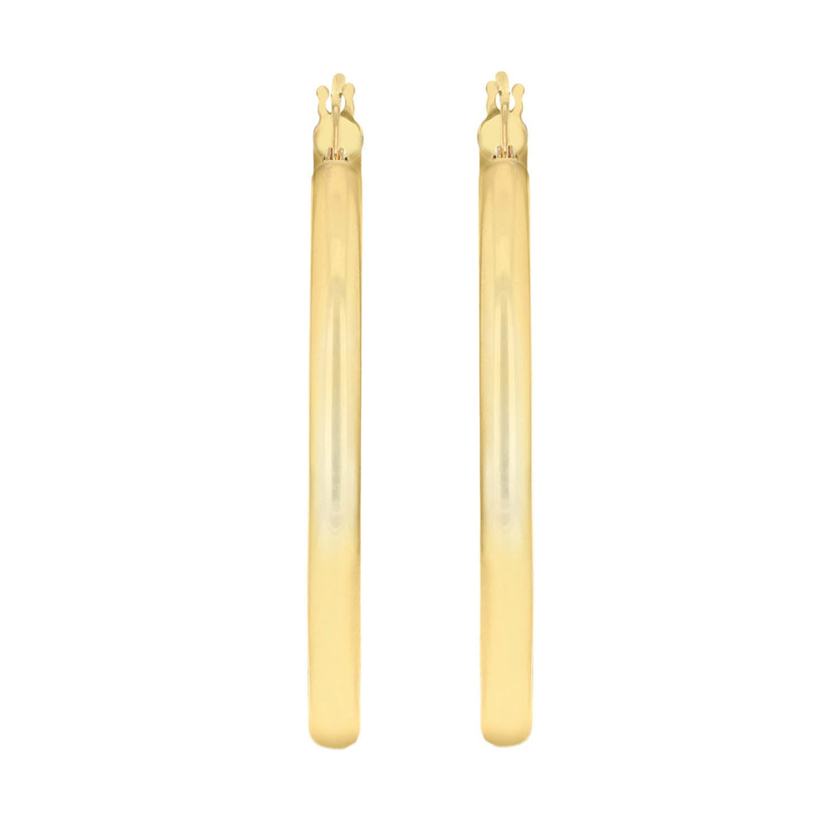 9ct Yellow Gold 3mm Round Hoop Earrings 35mm