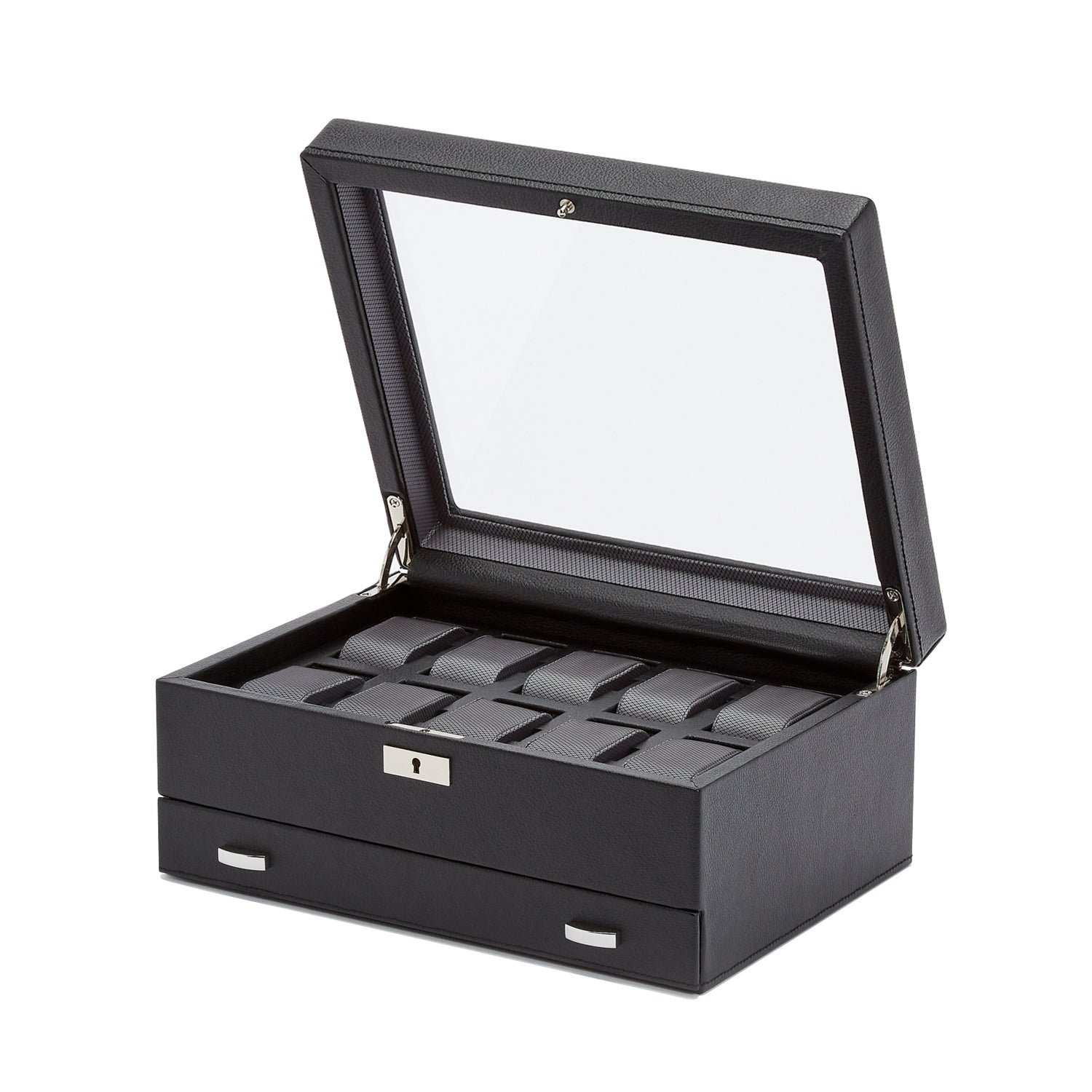 Wolf Viceroy 10 Pc Watch Box W/ Drawer Black