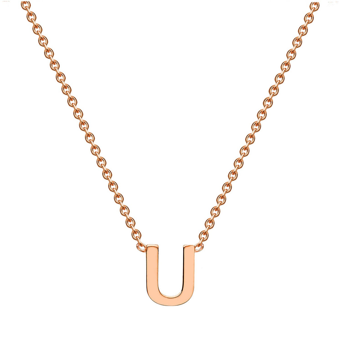 9ct Rose Gold 'U' Initial Adjustable Letter Necklace 38/43cm
