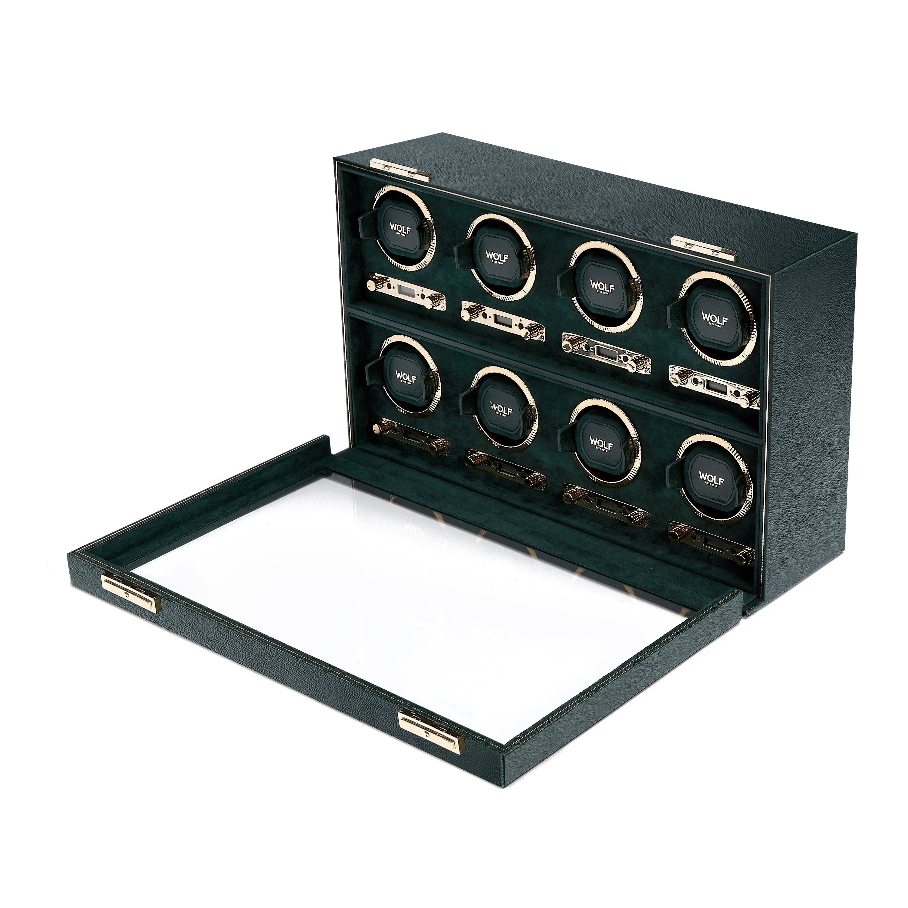 Wolf British Racing Green 8Pc Watch Winder