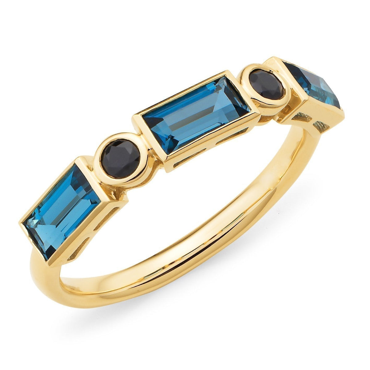 1.14ct London Blue Topaz & Sapphire Ring in 9ct Yellow Gold