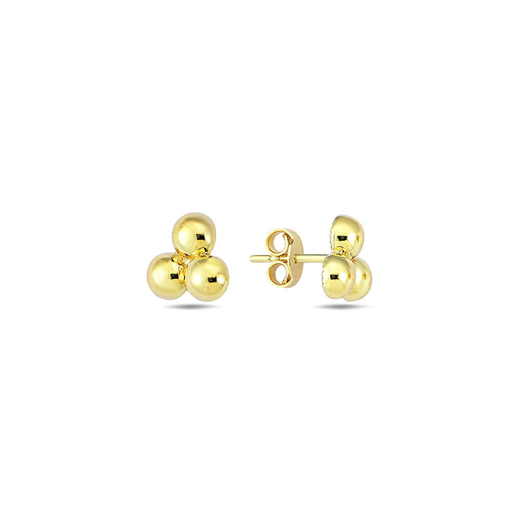 9ct Yellow Gold Triangle Bead Stud Earrings