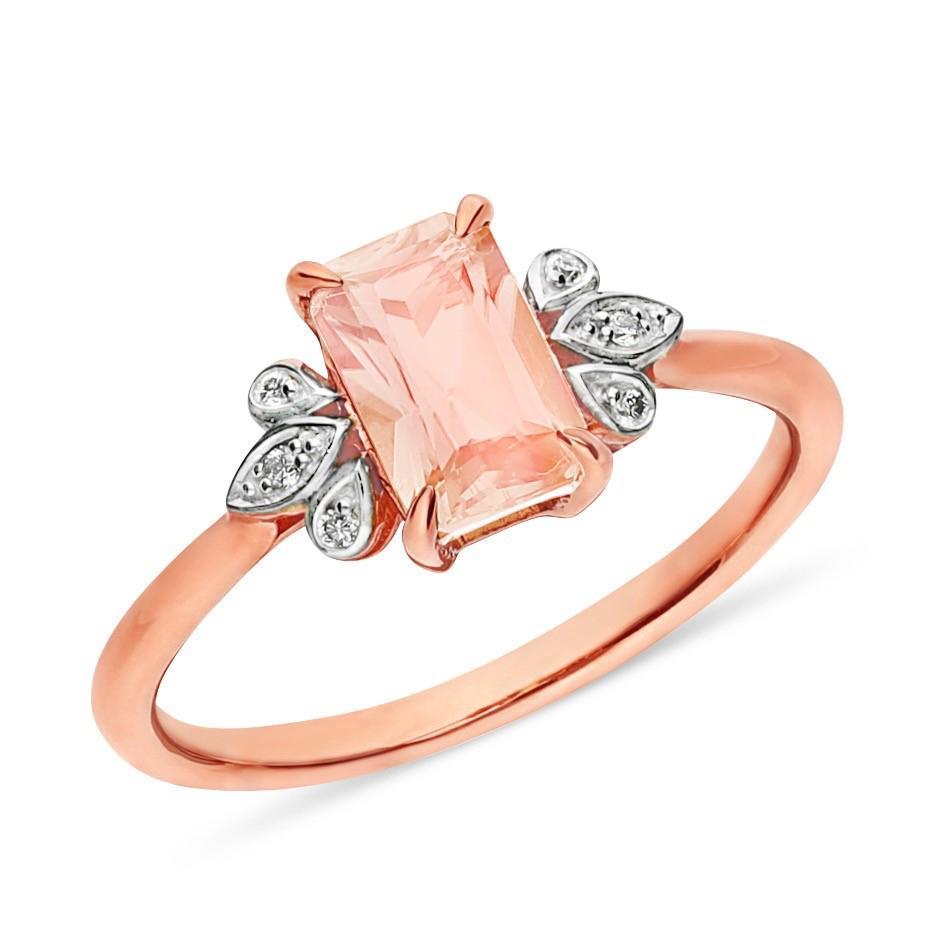 1ct Morganite & Diamond Ring in 9ct Rose Gold