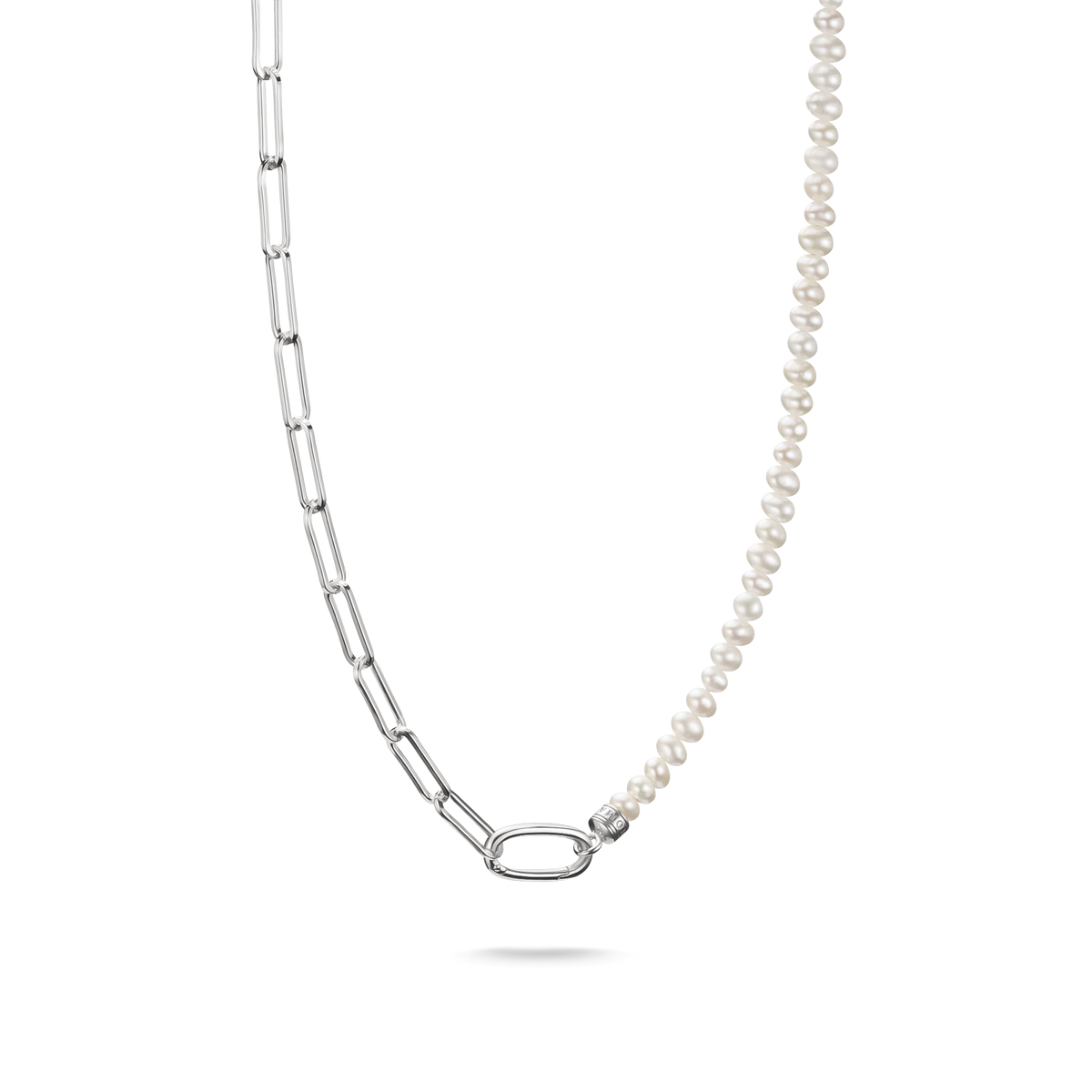 THOMAS SABO Connect Charm Necklace Paperclip with Pearls Silver