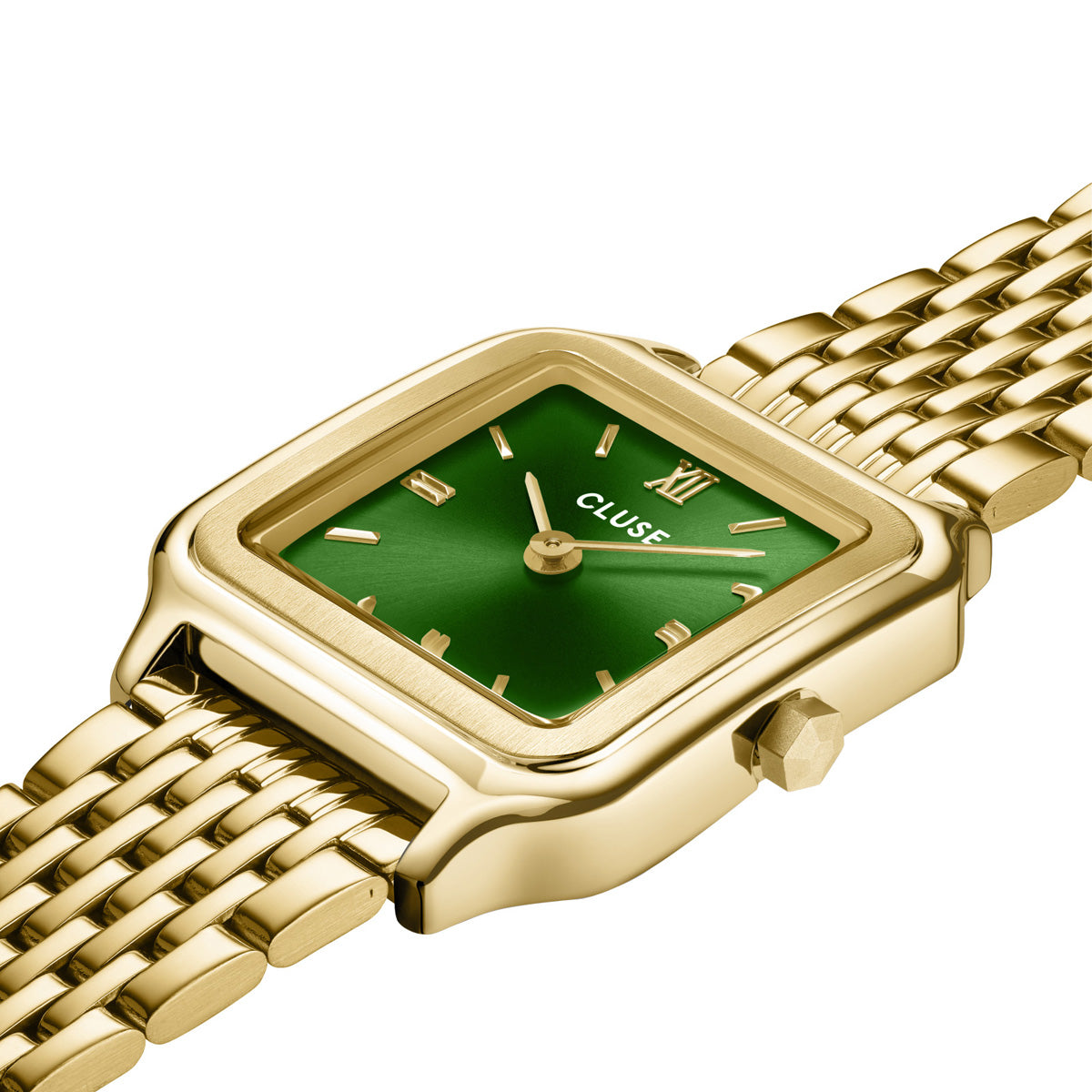 CLUSE Gracieuse Petite Double Steel Forest Green / Gold Link Watch