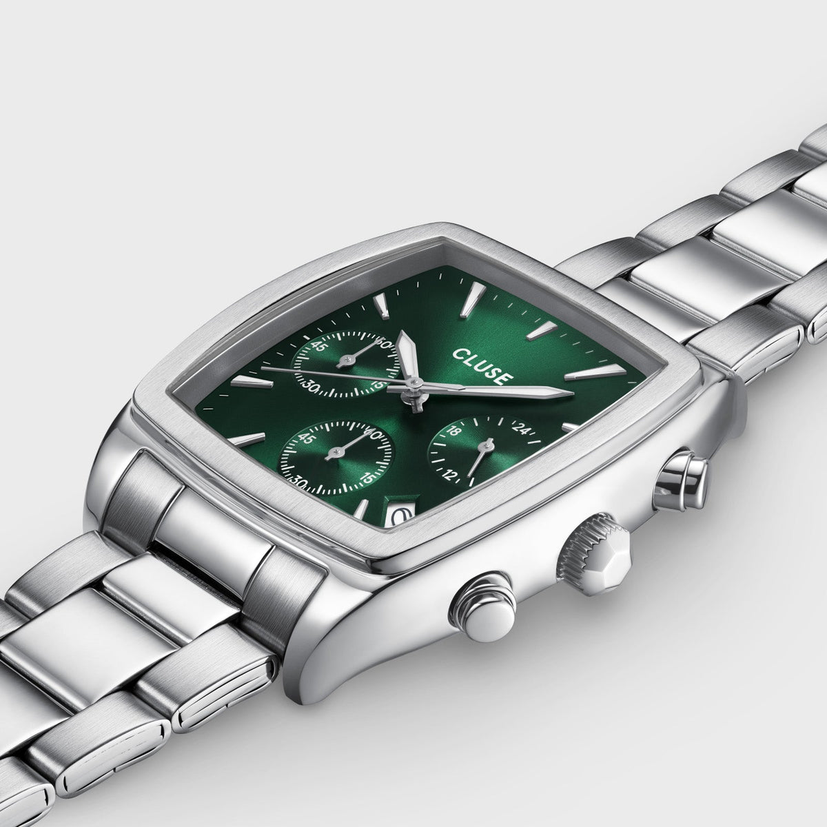 CLUSE Quartaut Chrono Green/Silver Link