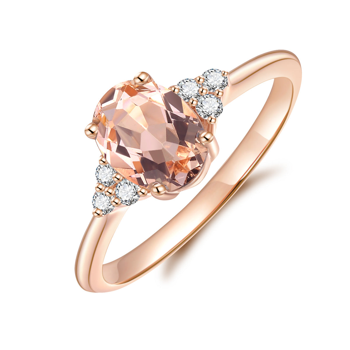 9ct Rose Gold Morganite & Diamond Ring