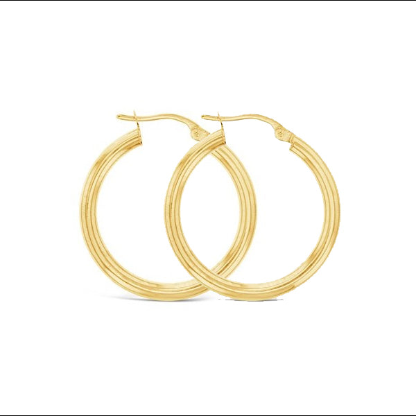9ct Yellow Gold Plain 20mm Hoop Earrings
