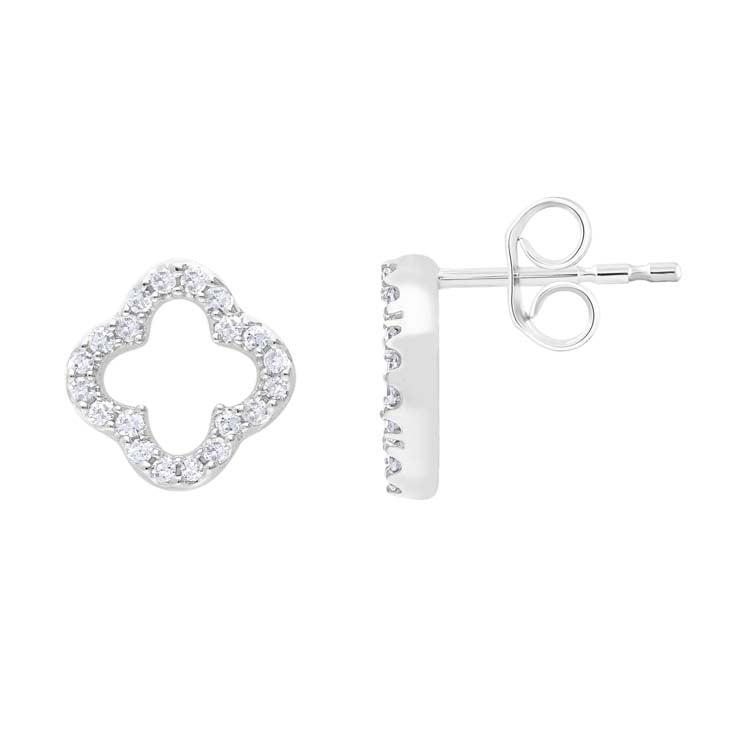 0.16ct Diamond Clover Stud Earrings in 9ct White Gold