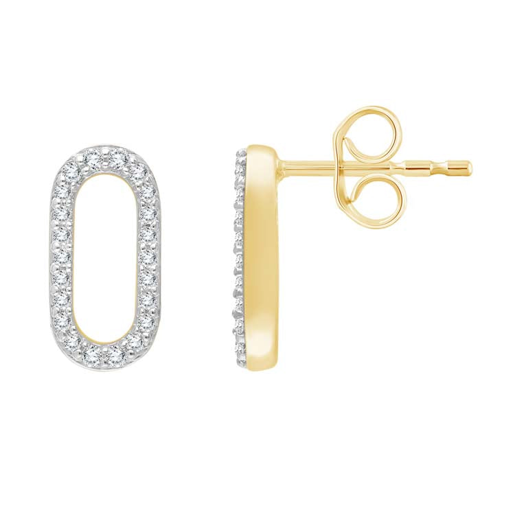 0.14ct Diamond Open Oval Stud Earrings in 9ct Yellow Gold