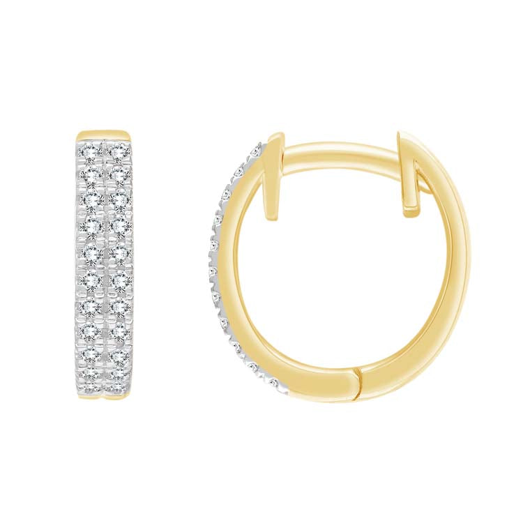 0.25ct Diamond Double Row Huggie in 9ct Yellow Gold