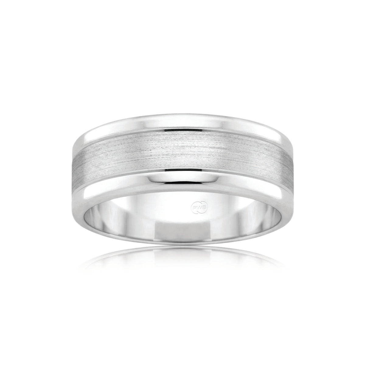 9ct White Gold Faceted Wedding Ring