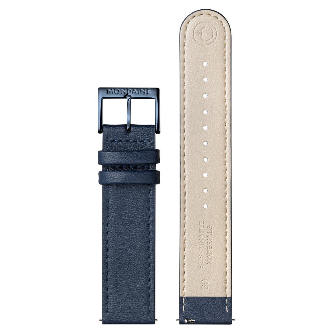 Mondaine Doppio Blue Vegan Leather 41mm Watch - MLE.41240.LDV
