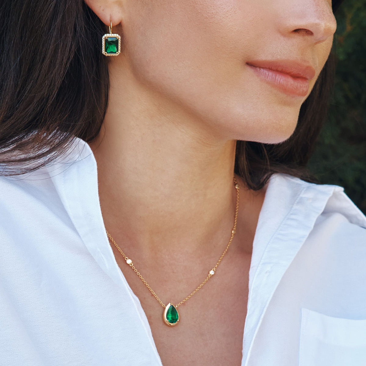 THOMAS SABO Necklace with Green Teardrop Stone