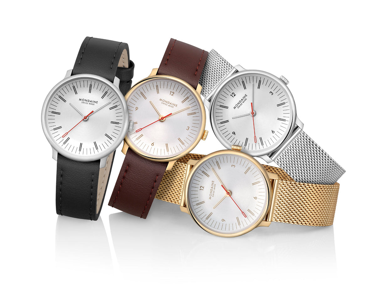 Mondaine Doppio Gold Plated Stainless Steel 33mm Watch - MLE.33111.SM