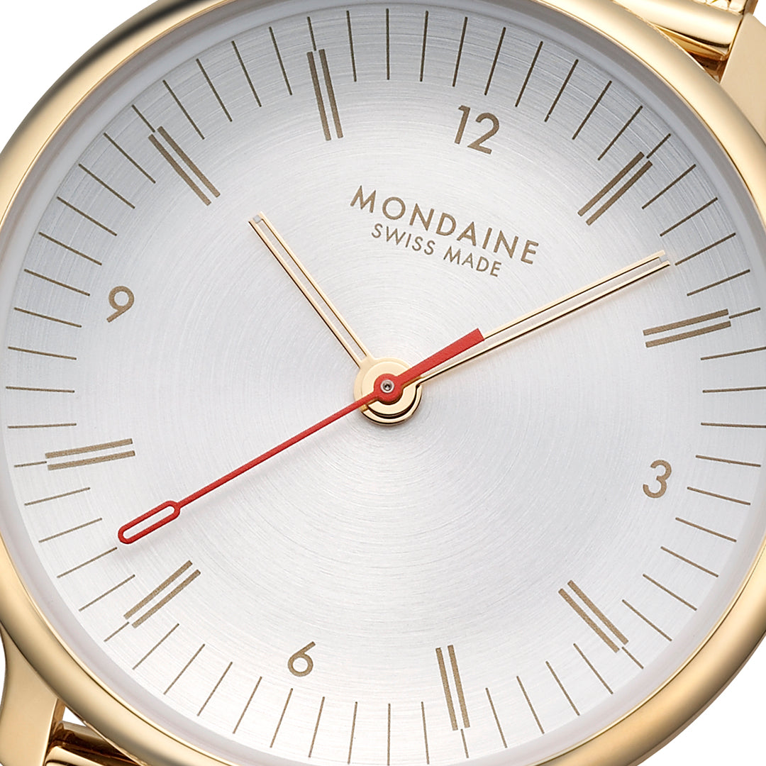 Mondaine Doppio Gold Plated Stainless Steel 33mm Watch - MLE.33111.SM