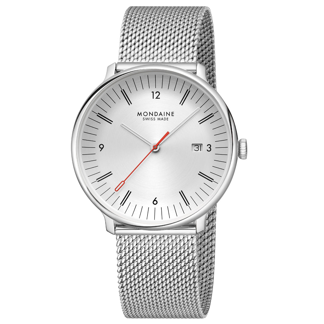 Mondaine Doppio Stainless Steel 41mm Watch - MLE.41210.SM