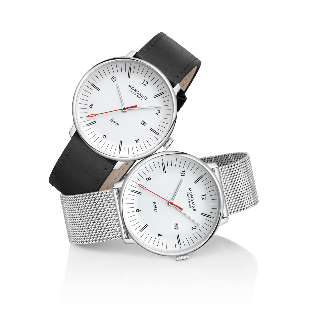 Mondaine Doppio Solar Stainless Steel 41mm Watch - MLE.41910.SM
