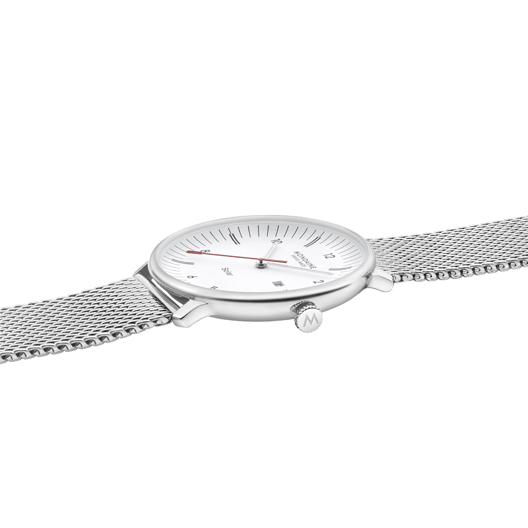 Mondaine Doppio Solar Stainless Steel 41mm Watch - MLE.41910.SM