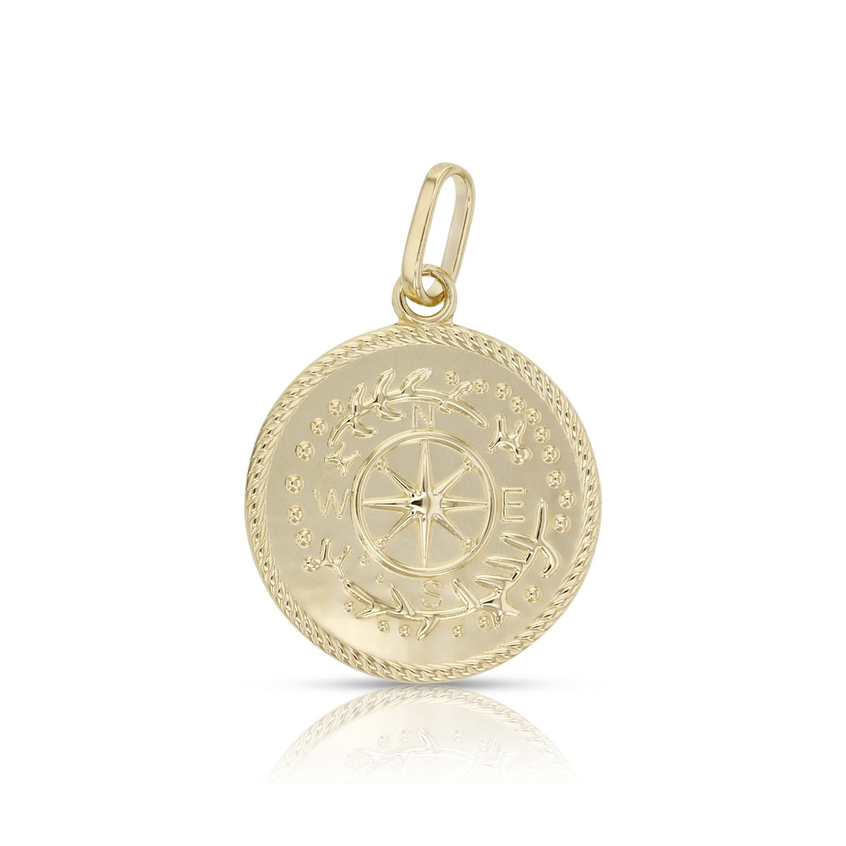 9ct Yellow Gold Compass Disc Pendant