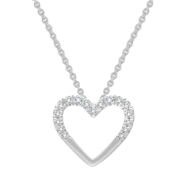 0.08ct Half Diamond Heart Necklace 45cm in 9ct White Gold