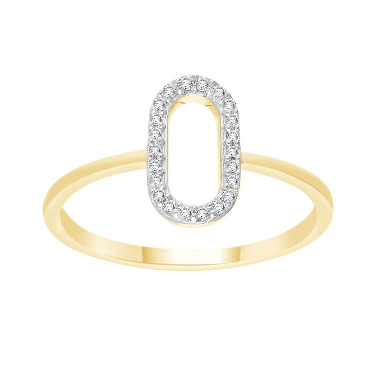 0.07ct Diamond Open Oval Ring in 9ct Yellow Gold