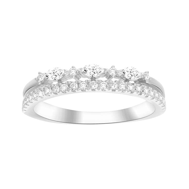 0.25ct Diamond Double Band Ring in 9ct White Gold