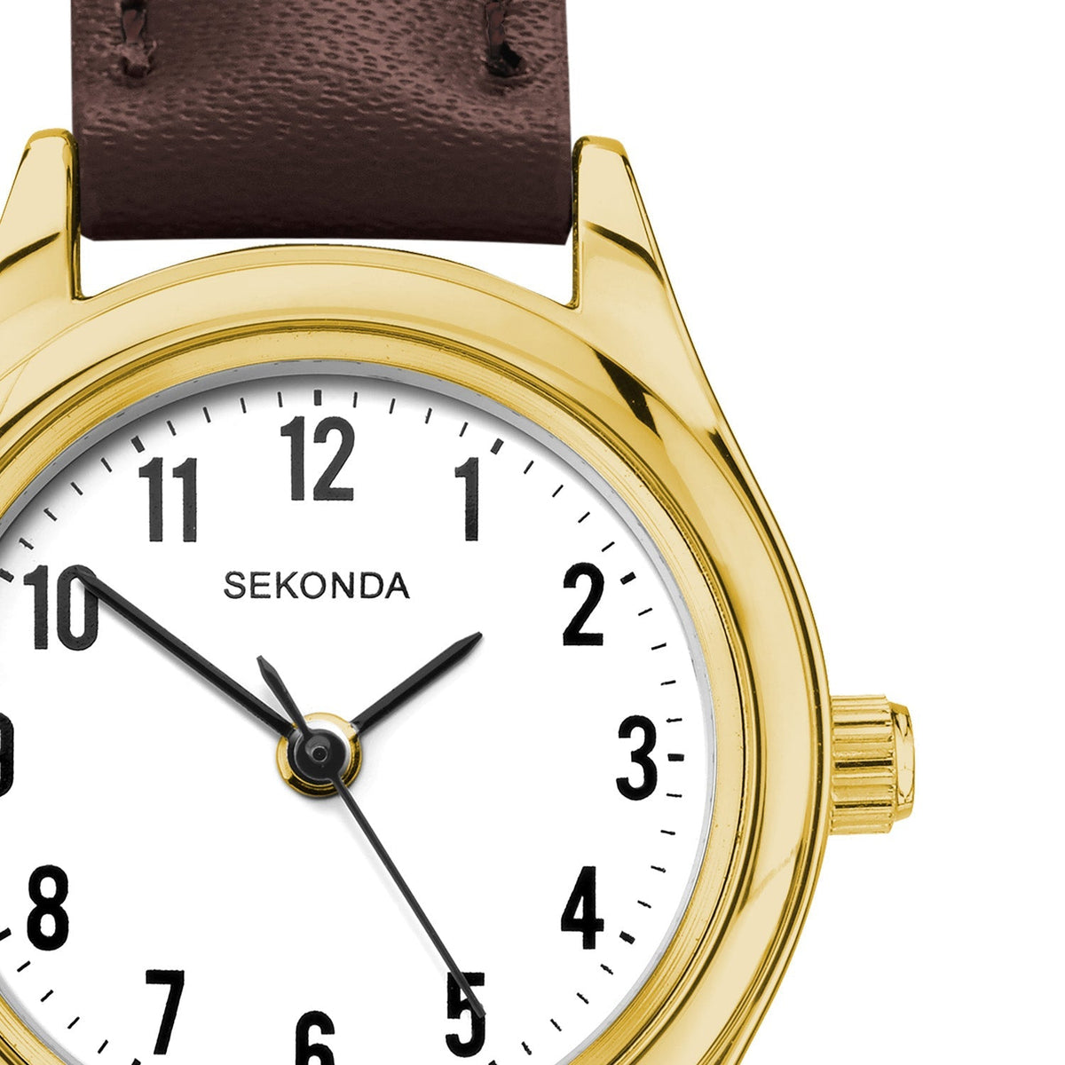 Sekonda Womens Evans White Dial Gold Brwn Leather Strap 25mm Watch