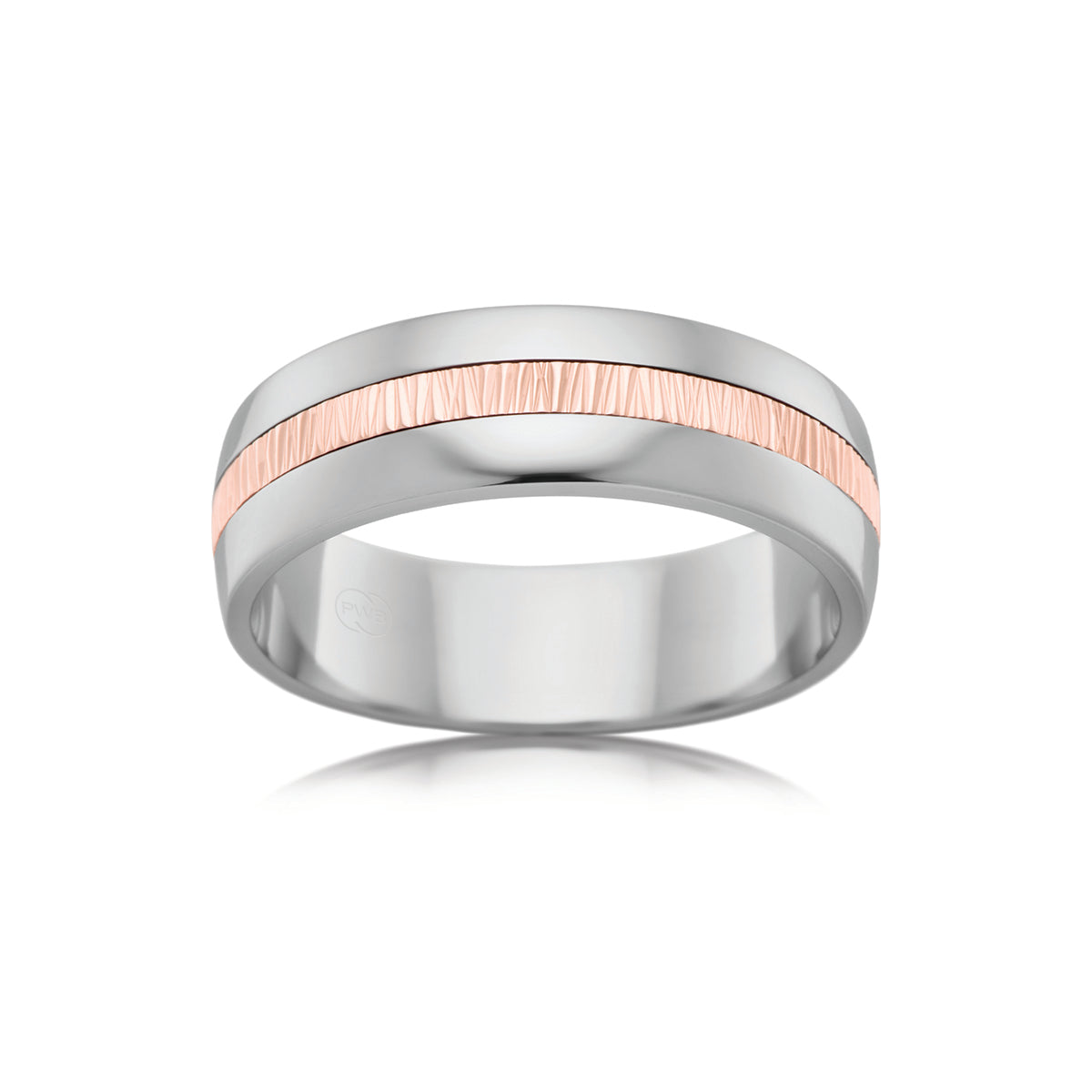 9ct Rose Gold and Titanium Bark Finish Ring