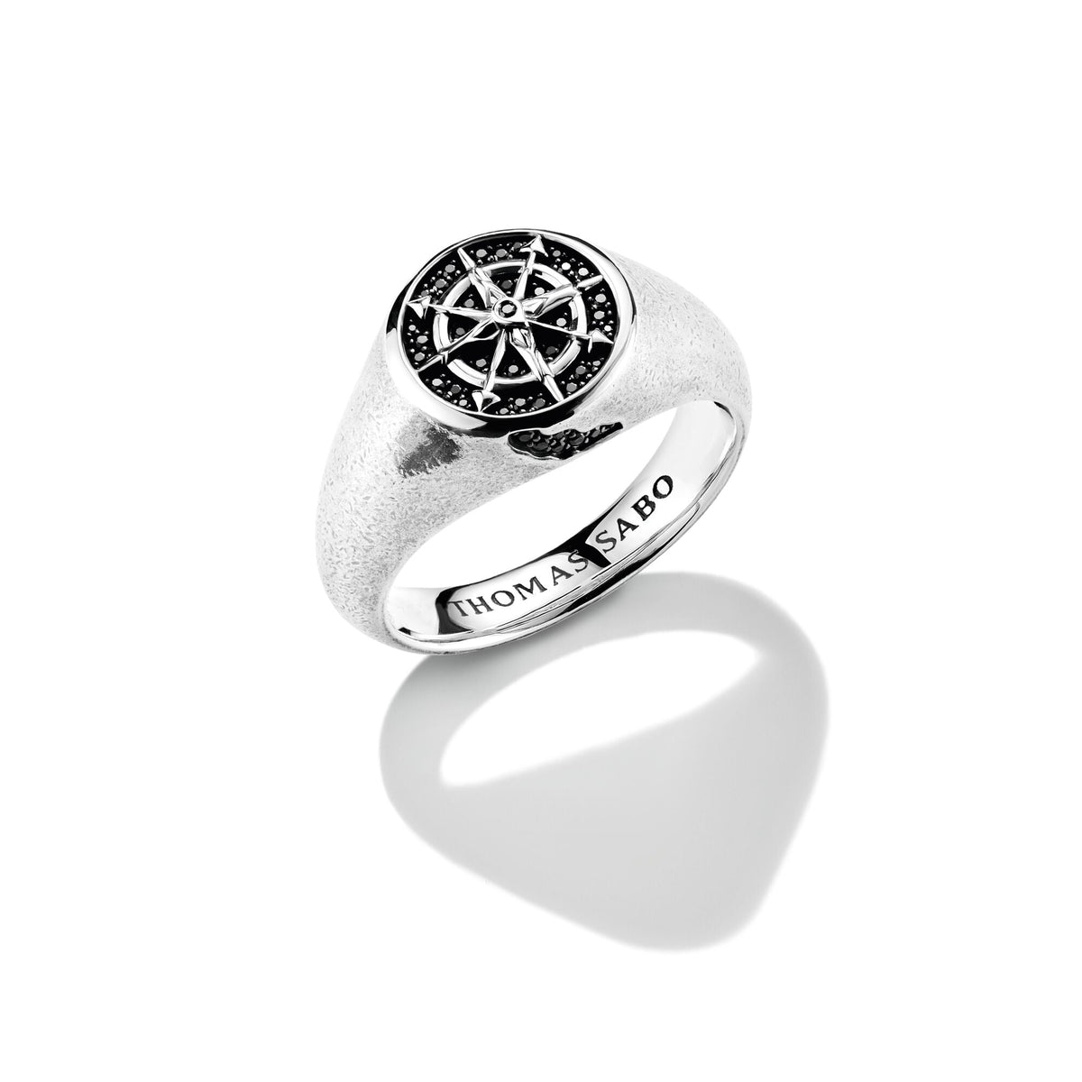 THOMAS SABO Signet Ring Compass Black Zirconia