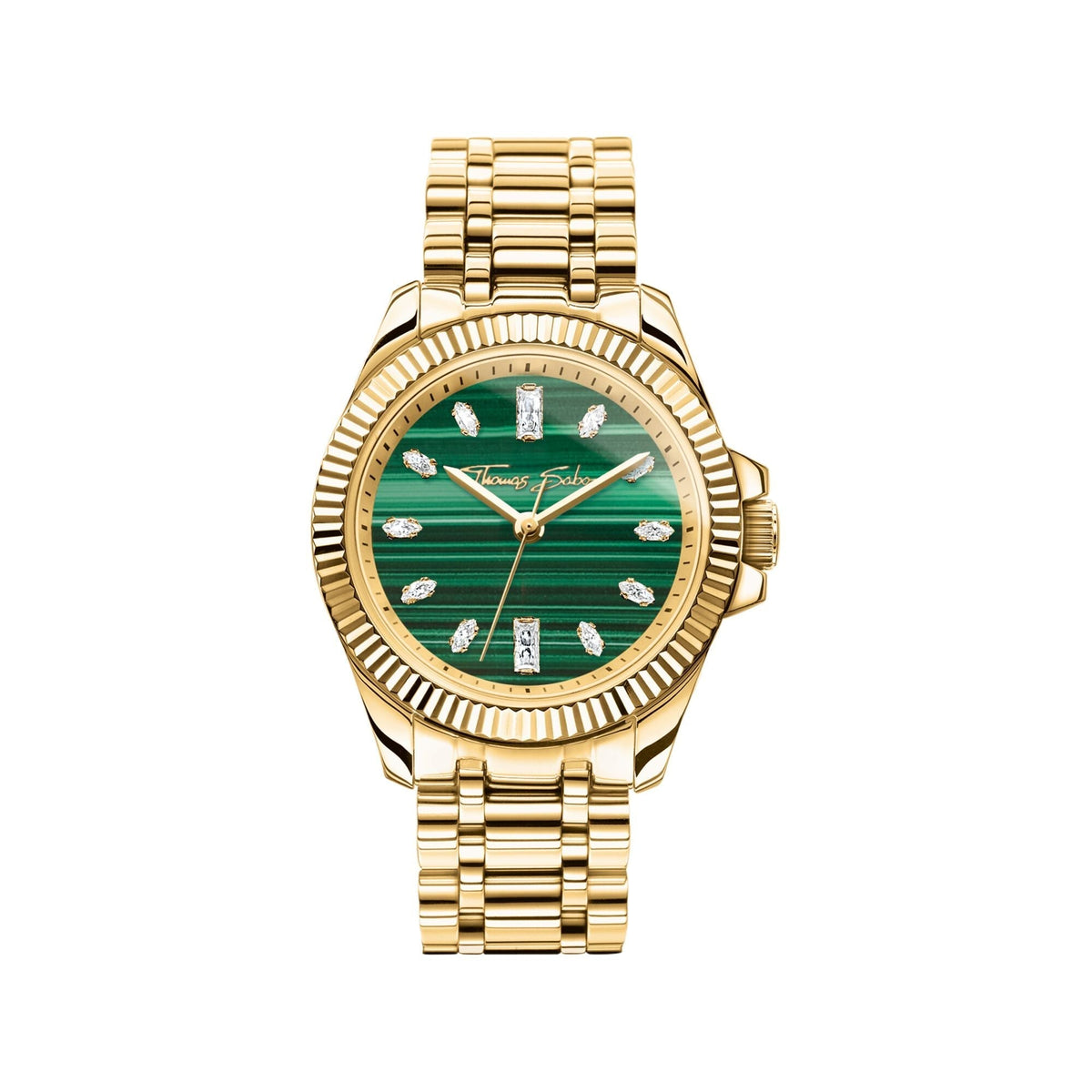 THOMAS SABO Ladies Green Malachite Divine Watch in Gold