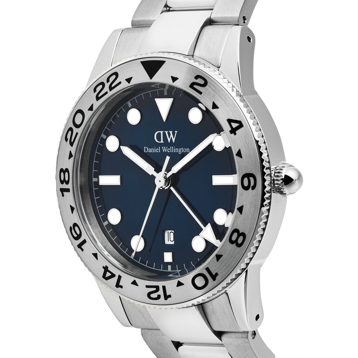 Daniel Wellington Iconic GMT Link Brushed Bezel Silver