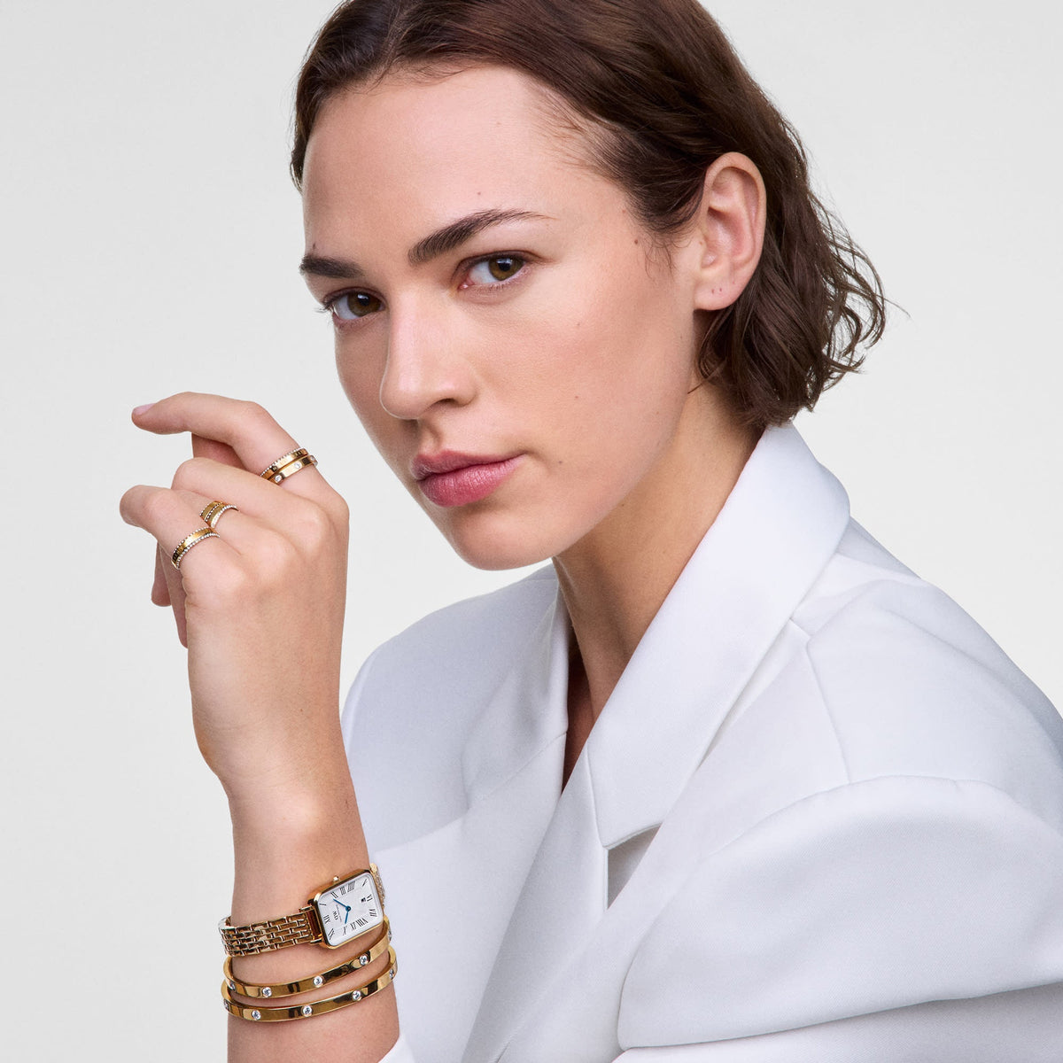 Daniel Wellington Quadro Roman Numerals Date 5-link Gold