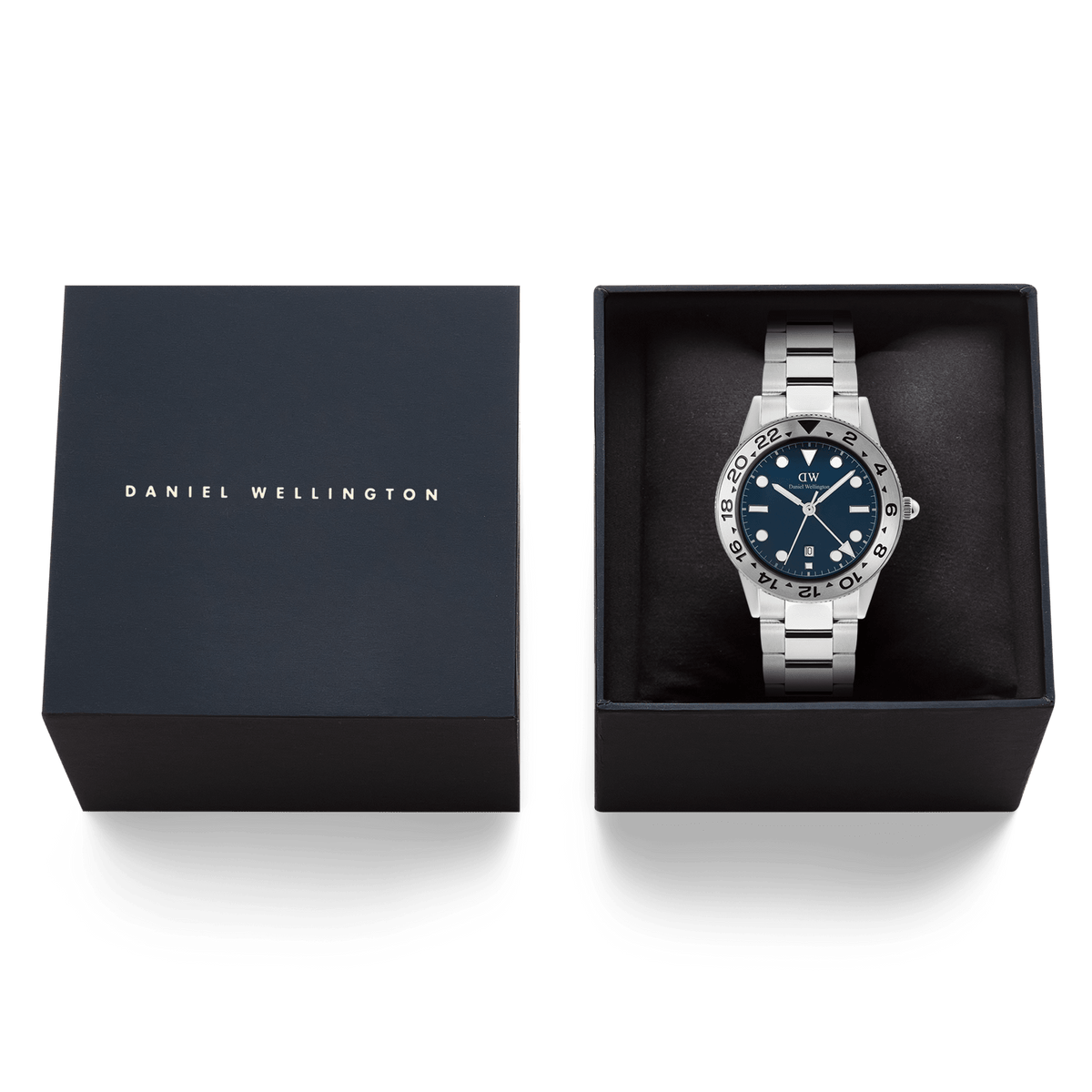 Daniel Wellington Iconic GMT Link Brushed Bezel Silver