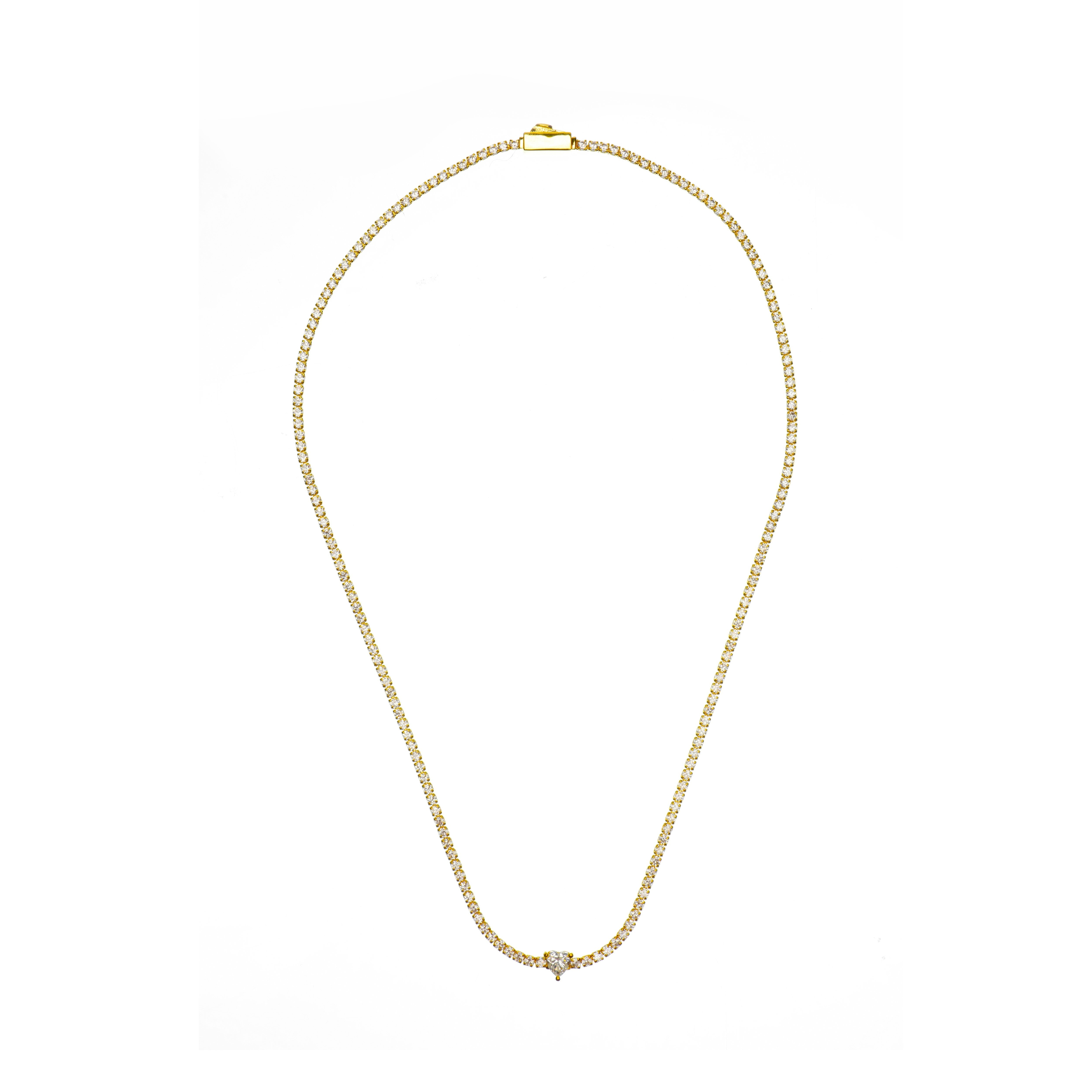 Georgini Sweetheart Tennis Necklace Gold 42cm