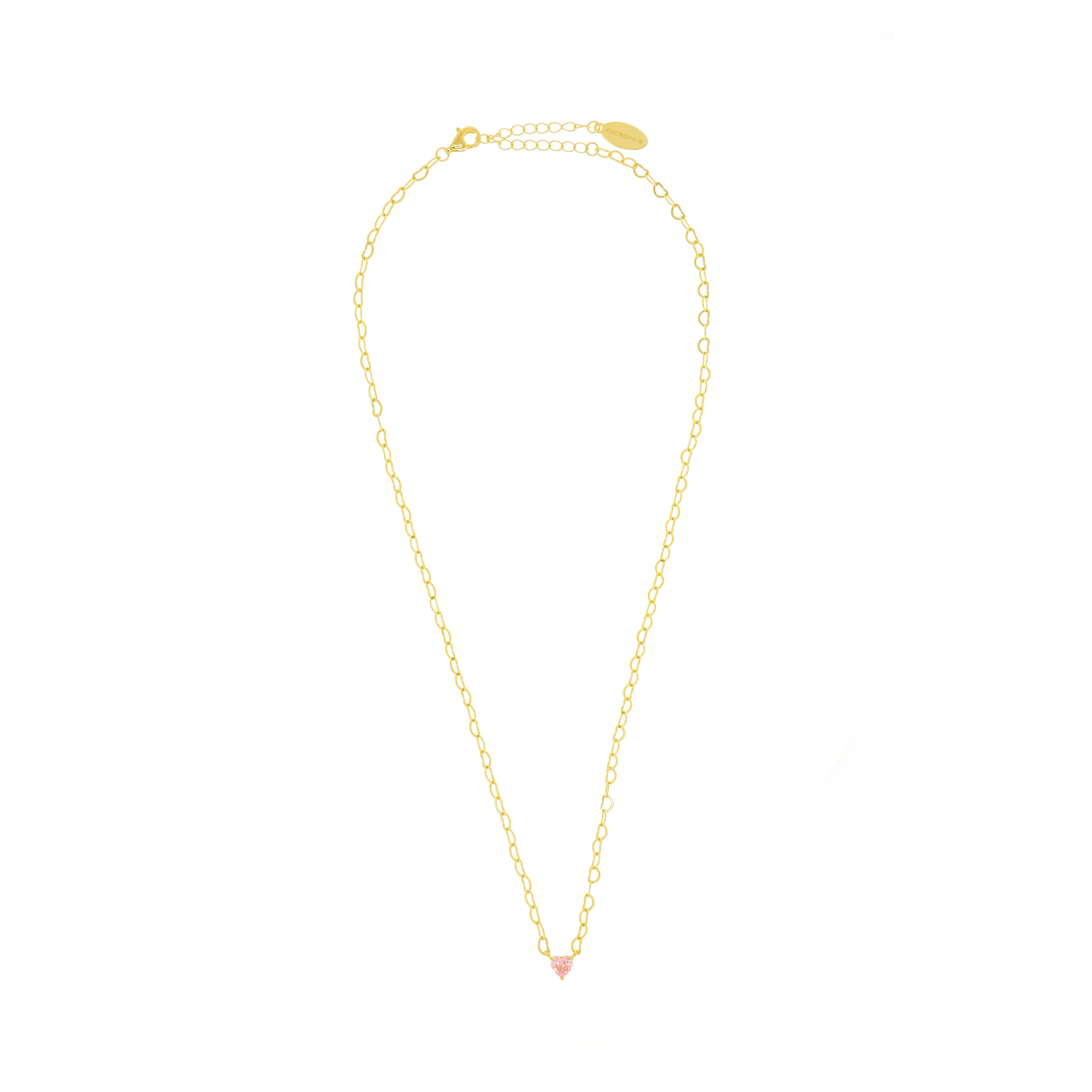 Georgini Sweetheart Heart Chain Necklace Pink Gold