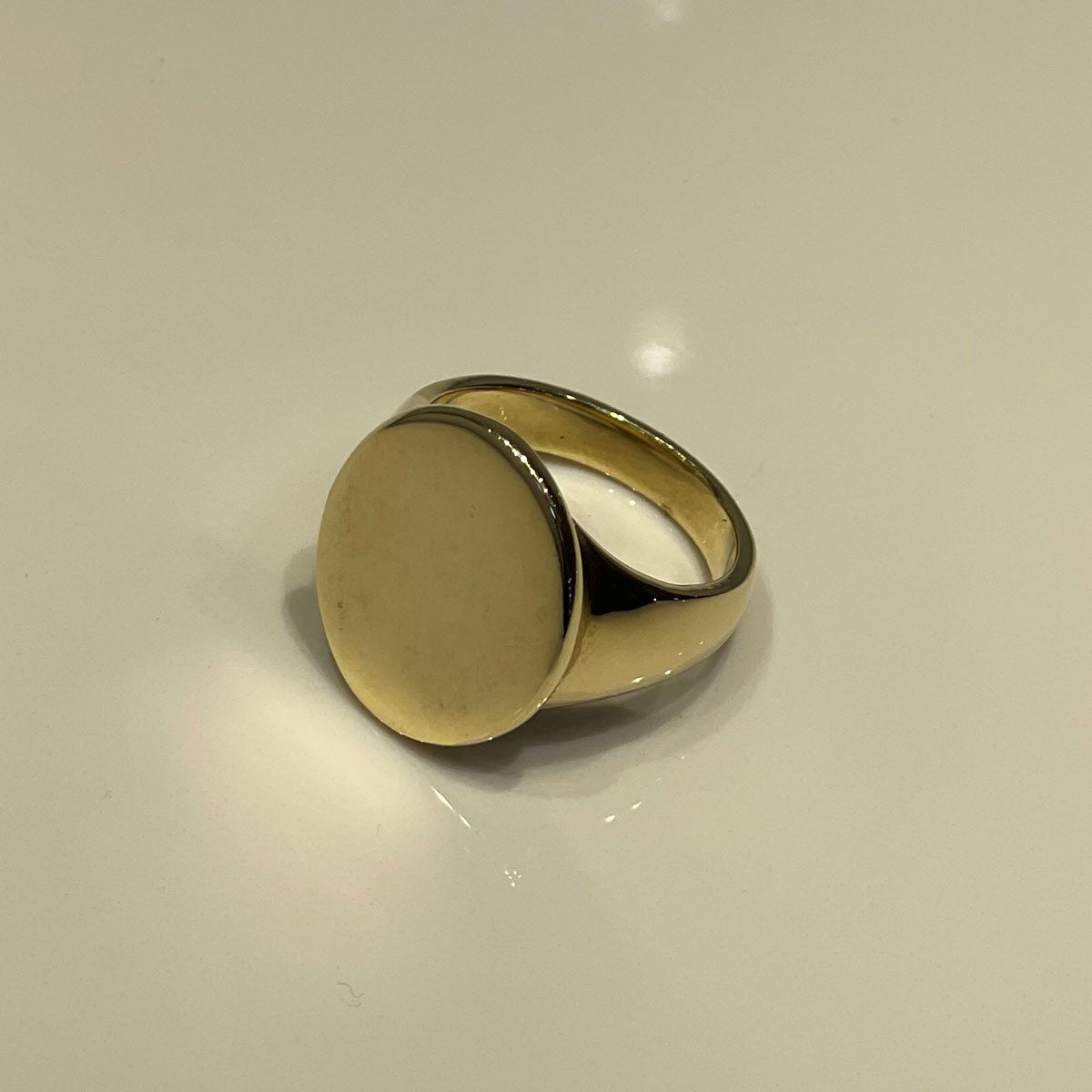 Sterling Silver Flat Top Signet Ring With 9ct Yellow Gold Plate