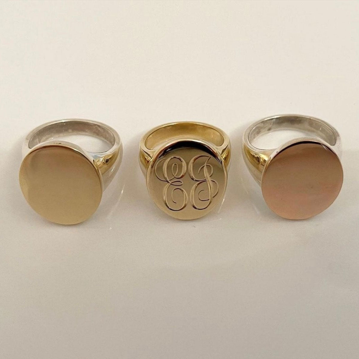 Sterling Silver Flat Top Signet Ring With 9ct Yellow Gold Plate
