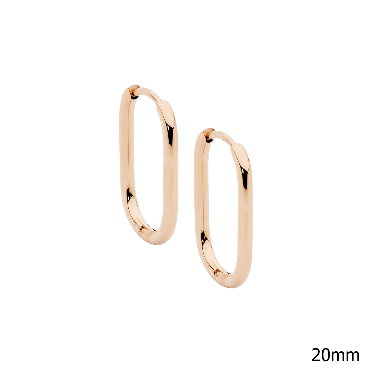 Stainless Steel 20mm Oval Hoop Earrings With Rose Gold IP Plating