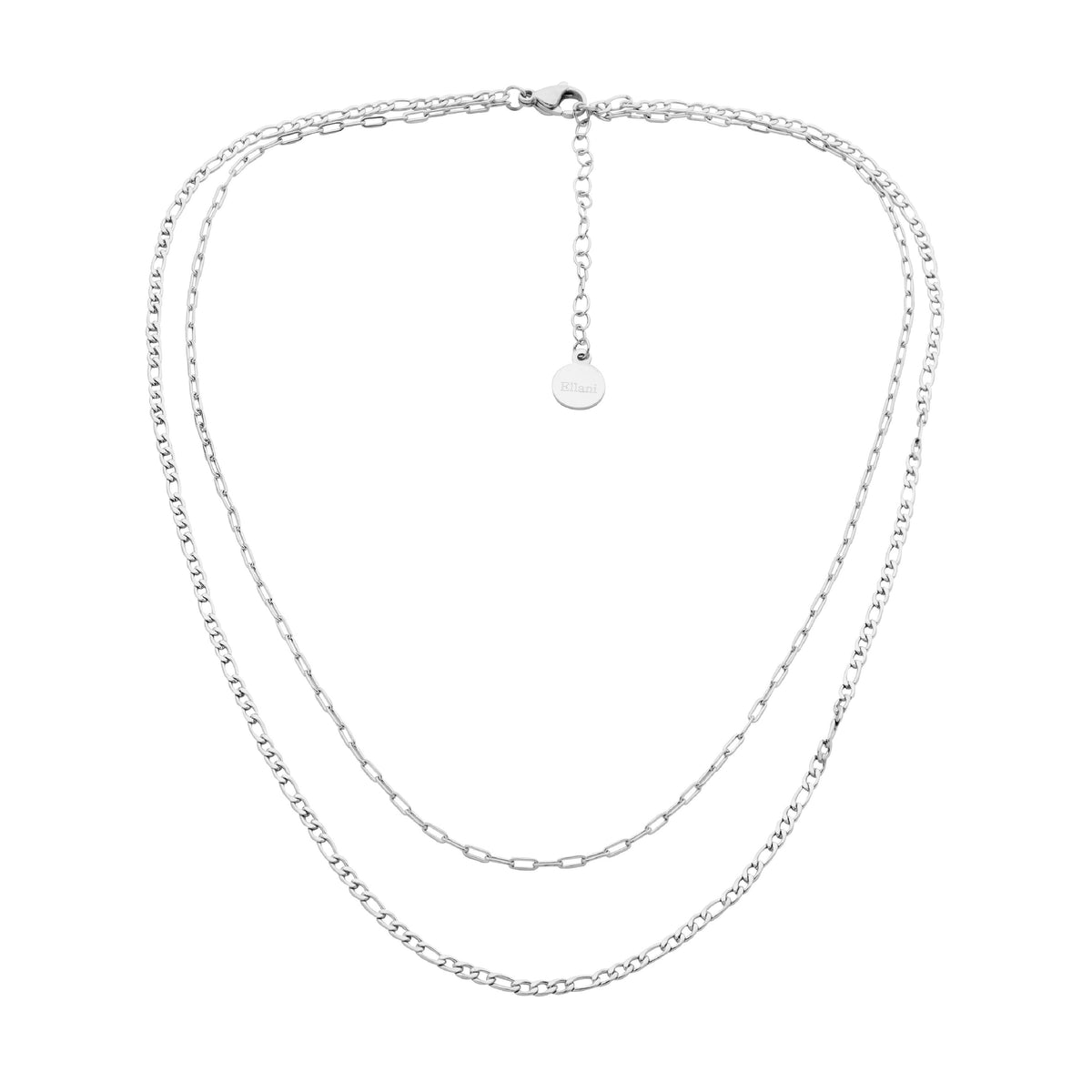 Stainless Steel Double Chain Necklace 40 & 45cm+ Ext.
