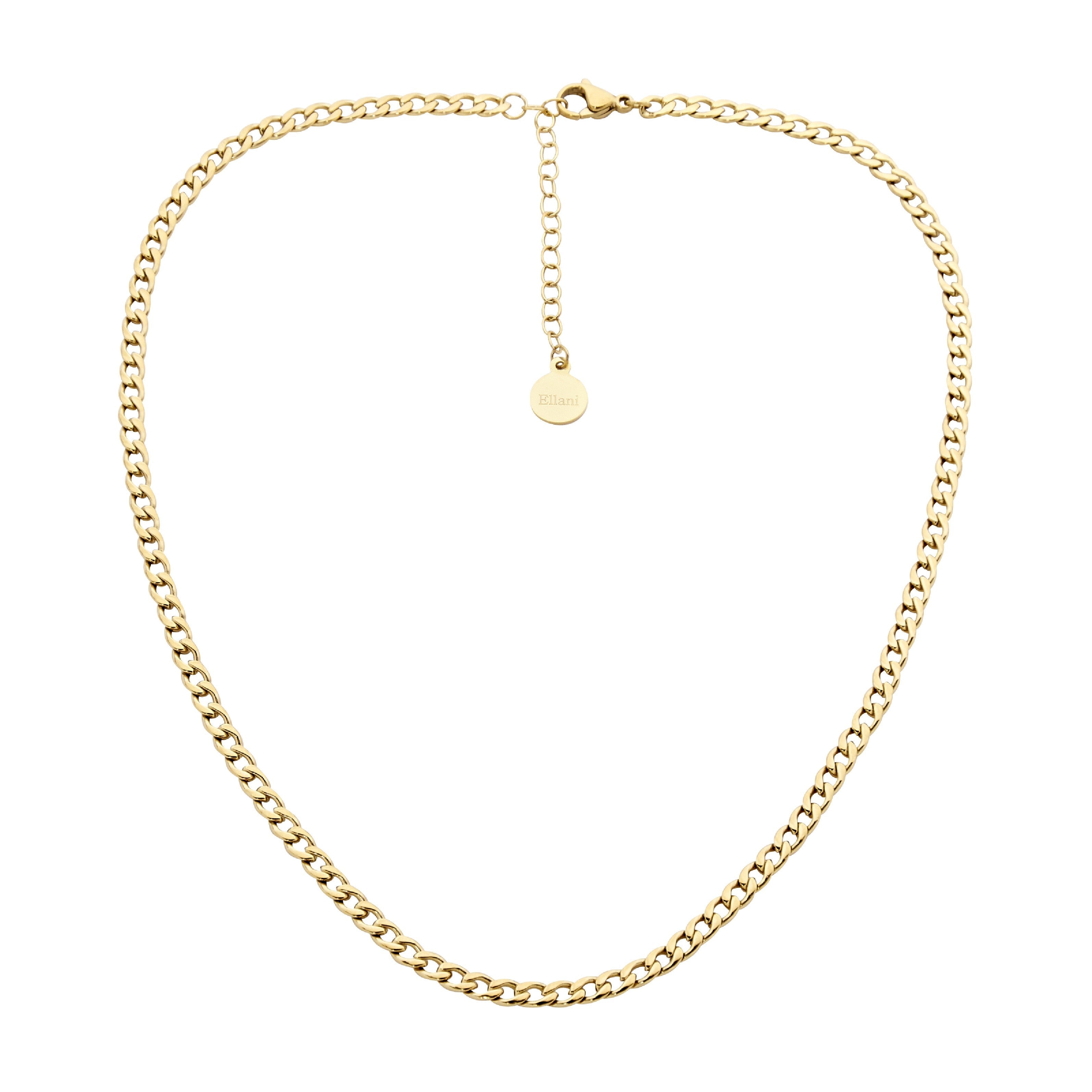 Stainless Steel Curb Chain Necklace 40cm+ Ext. With Gold IP Plating
