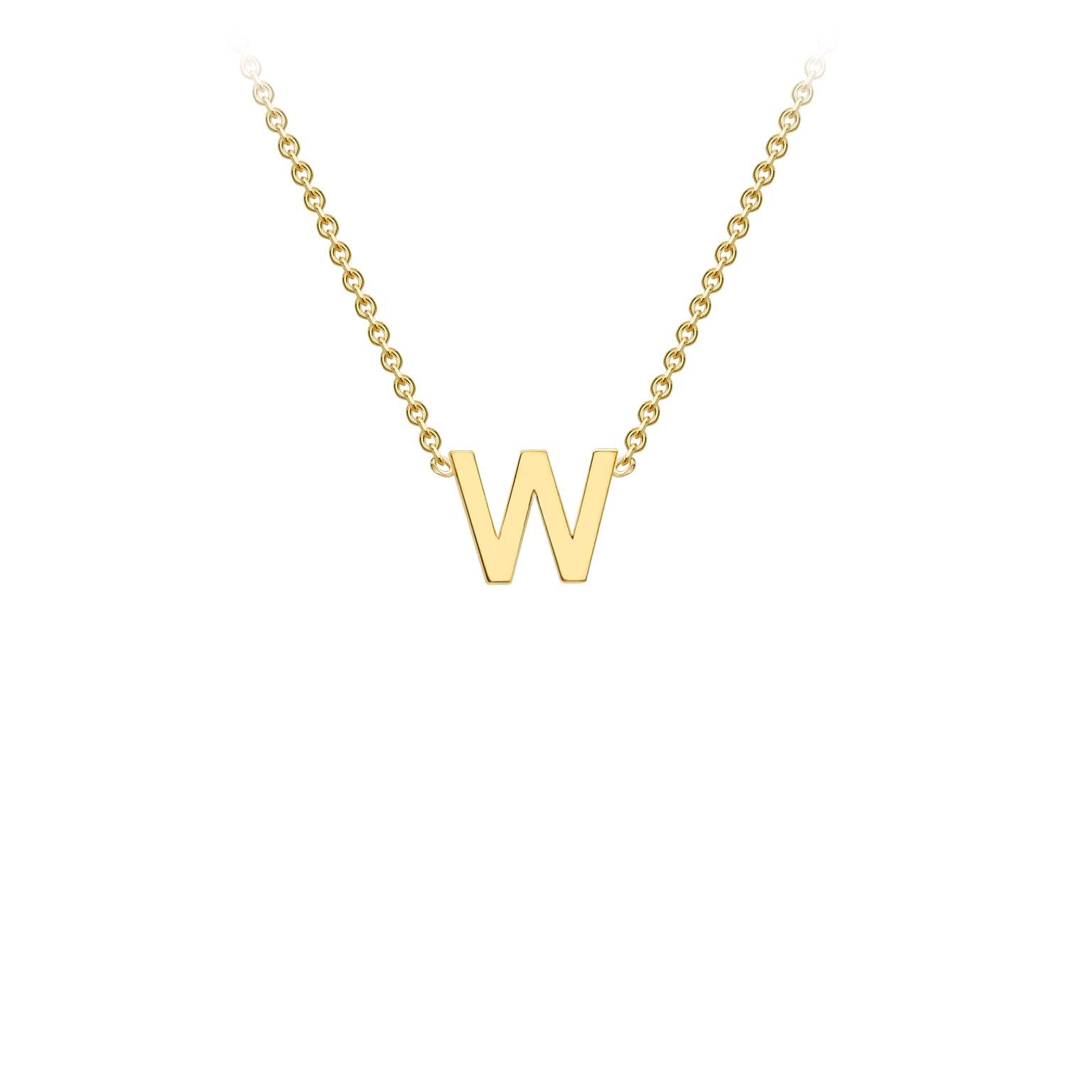 9ct Yellow Gold 'W' Initial Adjustable Letter Necklace 38/43cm