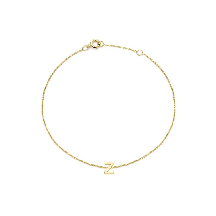 9ct Yellow Gold Mini Initial 'Z' Bracelet 15.5-19cm