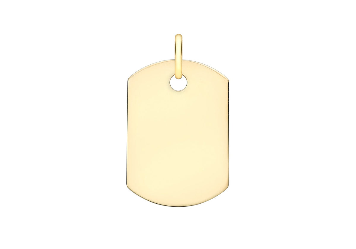 9ct Yellow Gold Small Dog Tag Pendant