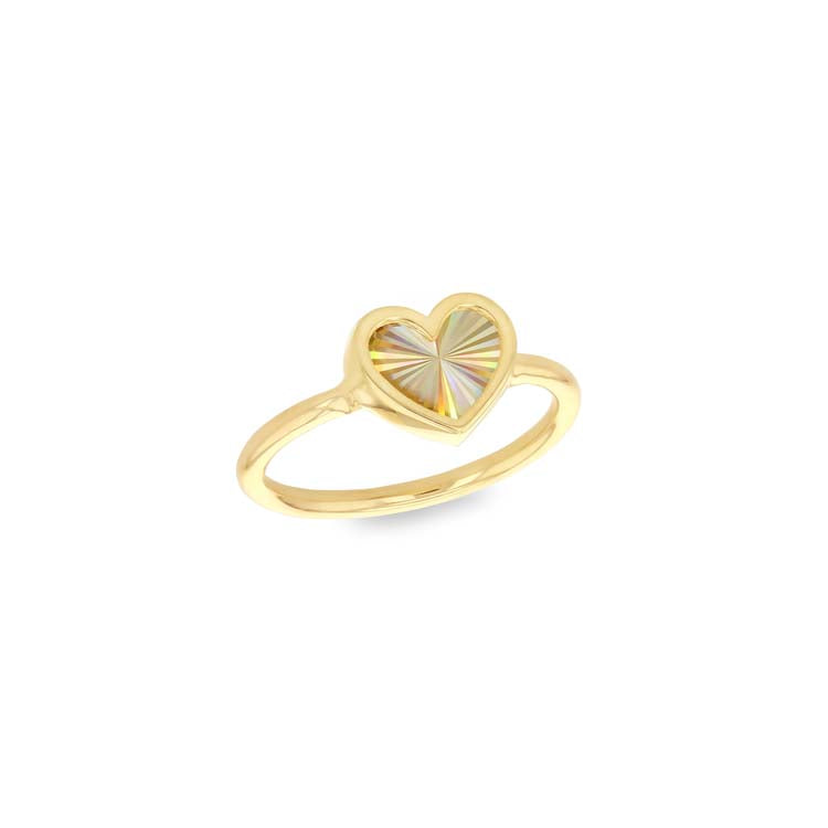 9ct Yellow Gold Rainbow Heart Ring