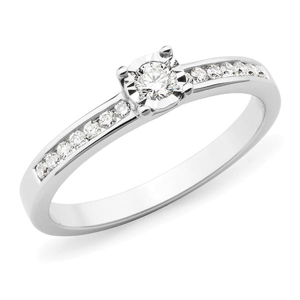 0.24ct Round Brilliant Cut Diamond Engagement Ring in 9ct White Gold