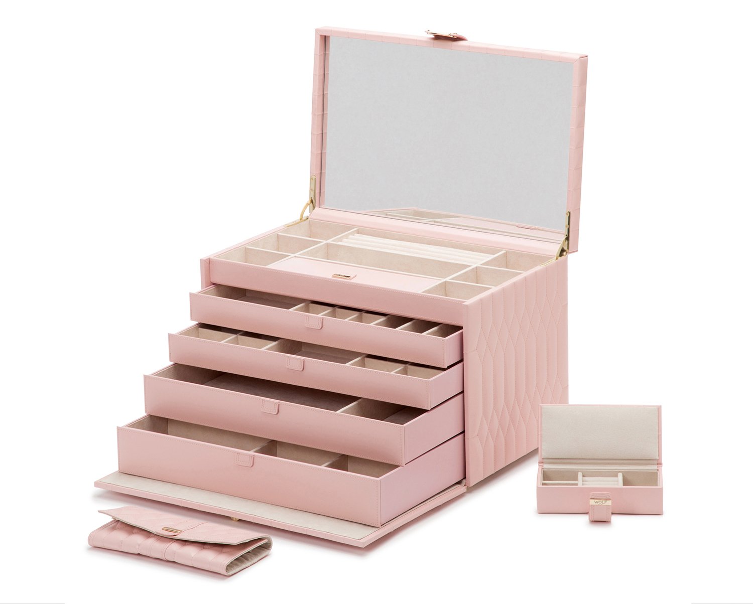 Wolf Caroline E-Large Jewellery Case Rose Quartz