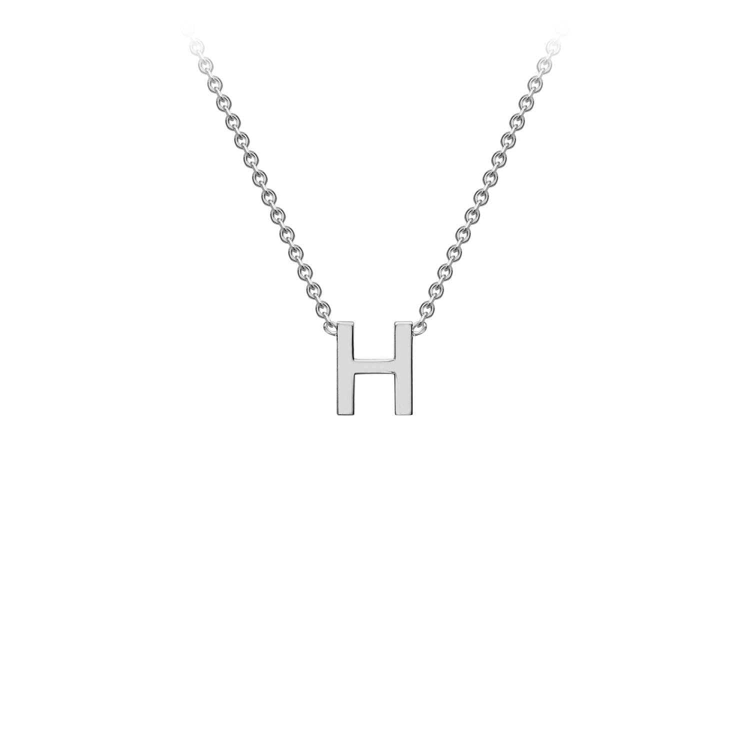 9ct White Gold 'H' Initial Adjustable Letter Necklace 38/43cm