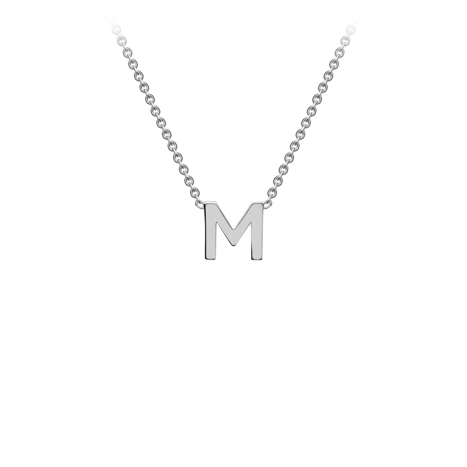 9ct White Gold 'M' Initial Adjustable Letter Necklace 38/43cm